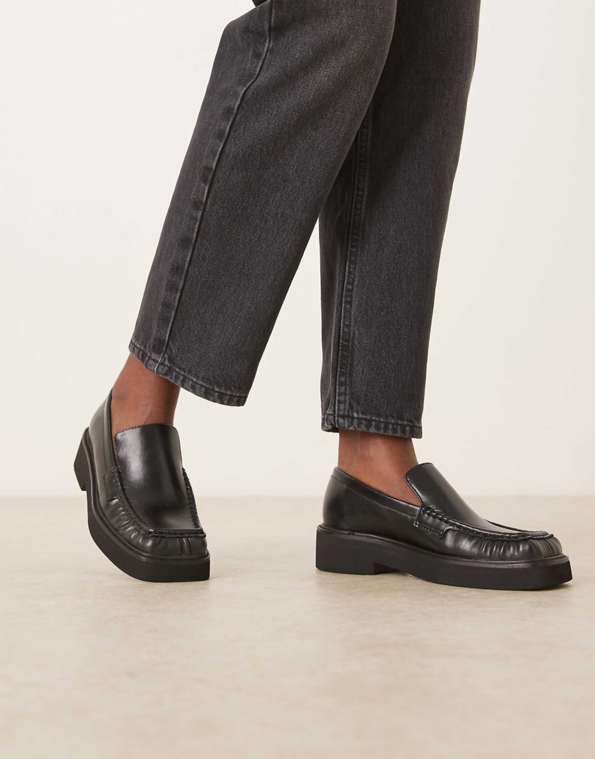 Asos Design Myrtle Square Toe Loafers in Black