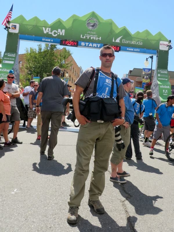 Jonathan Devich gets ready to hop on a moto for a stage at the Larry H. Miller Tour of Utah.