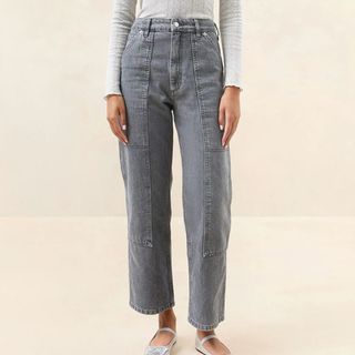 The bottom half of a model wearing Molly cargo jeans from Loeffler Randall 