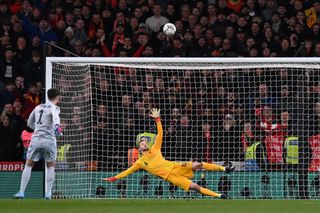 Chelsea goalkeeper Kepa Arrizabalaga fires a spot-kick over the crossbar as the Blues are beaten 11-10 on penalties by Liverpool in a shootout in the Carabao Cup final in February 2022.