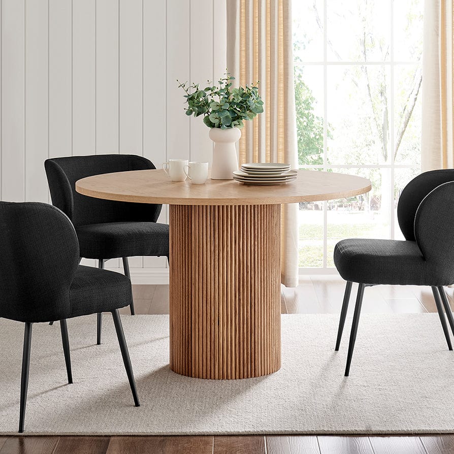 Hattie Panel Round 4-6 Seater Pedestal Dining Table - Natural