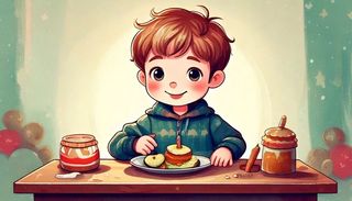 Child eating food.