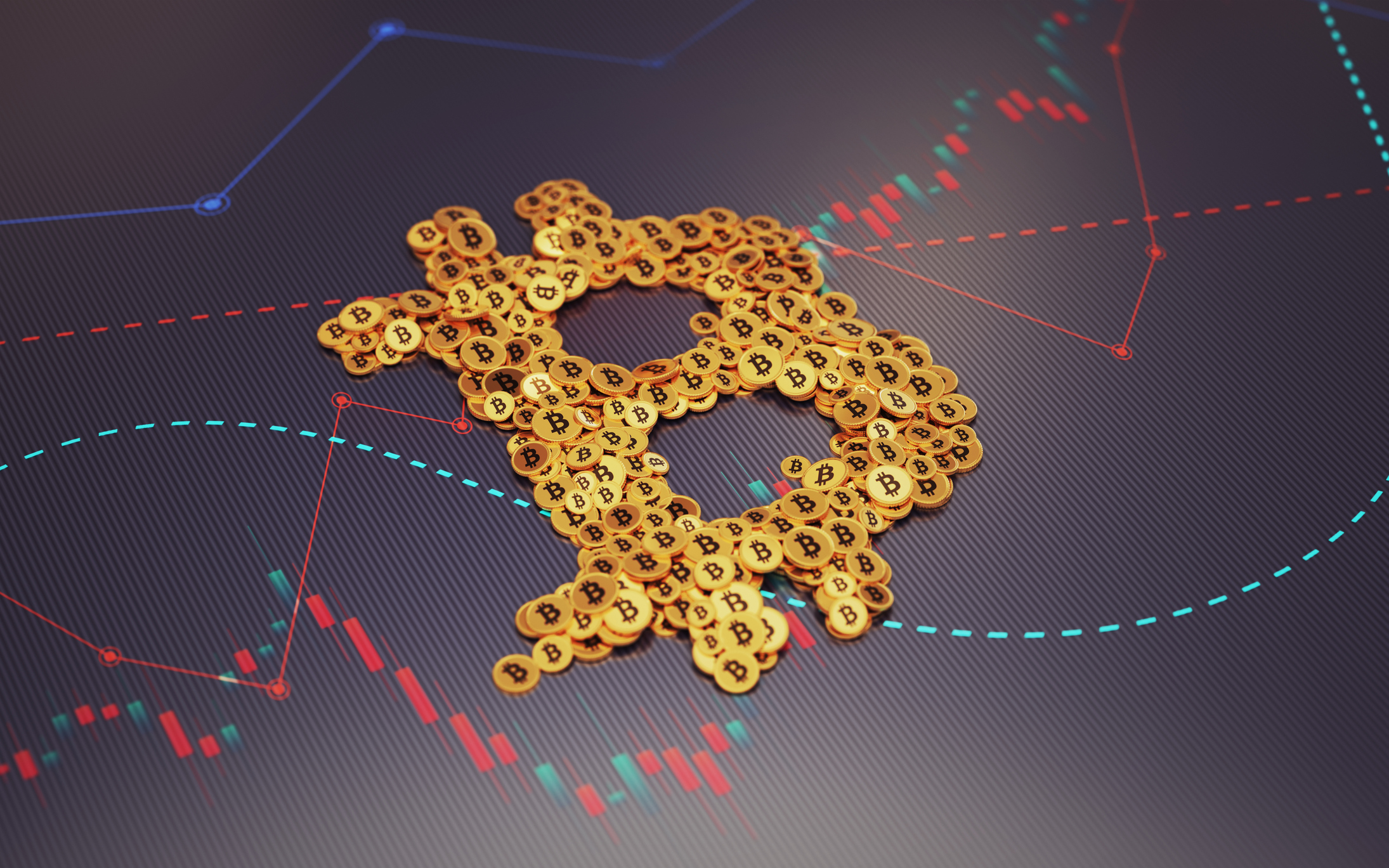 Gold Coin Stack in Form of Bitcoin Symbol