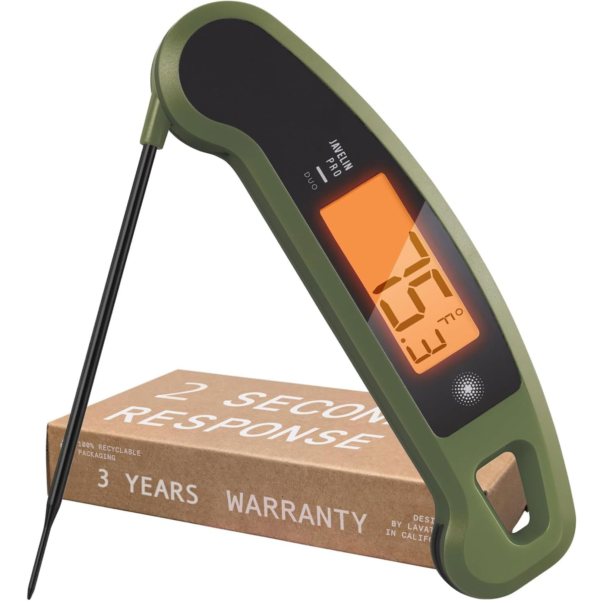 Lavatools Px1d Javelin Pro Duo Ultra Fast Professional Digital Instant Read Meat Thermometer in green