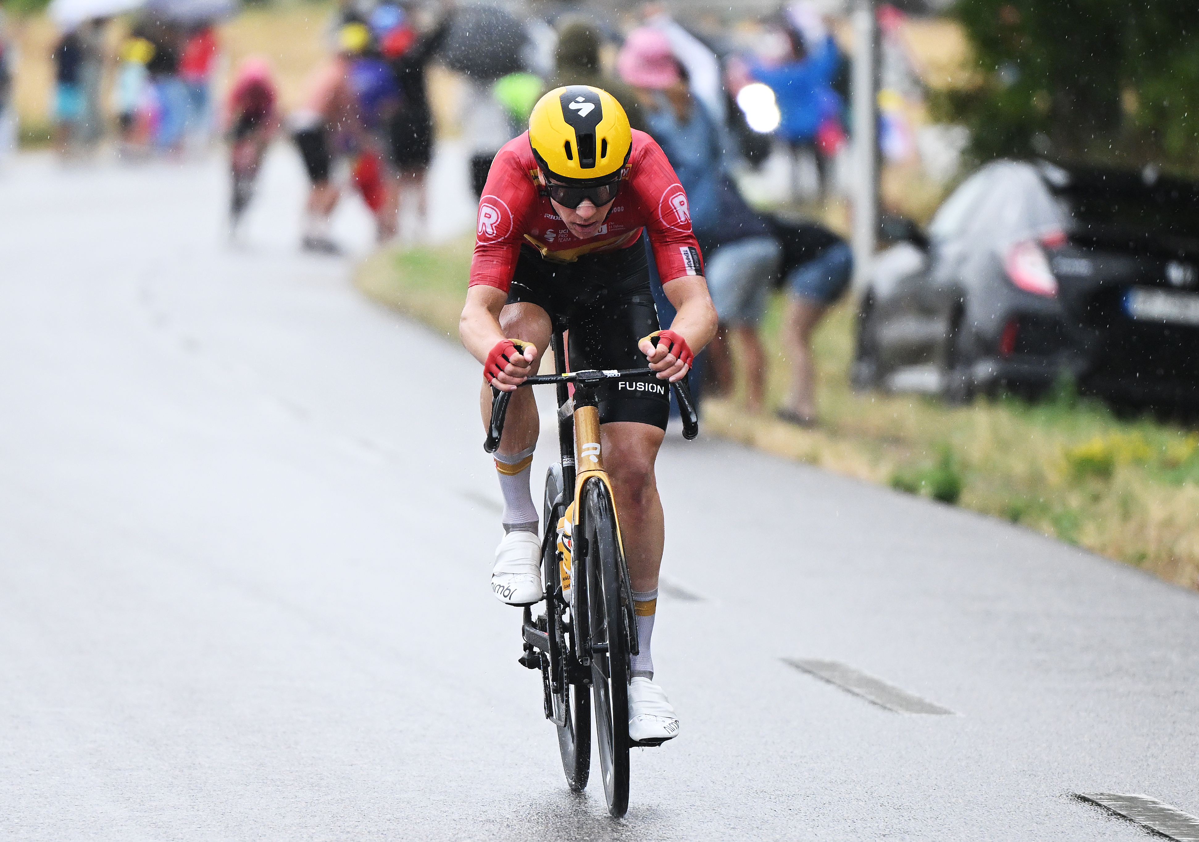 VALENCE, FRANCE - JULY 23: Jonas Abrahamsen of Norway and Team Uno-X Mobility attacks in the breakaway during the 112th Tour de France 2025, Stage 17 a 160.4km stage from Bollene to Valence / #UCIWT / on July 23, 2025 in Valence, France. (Photo by Dario Belingheri/Getty Images)