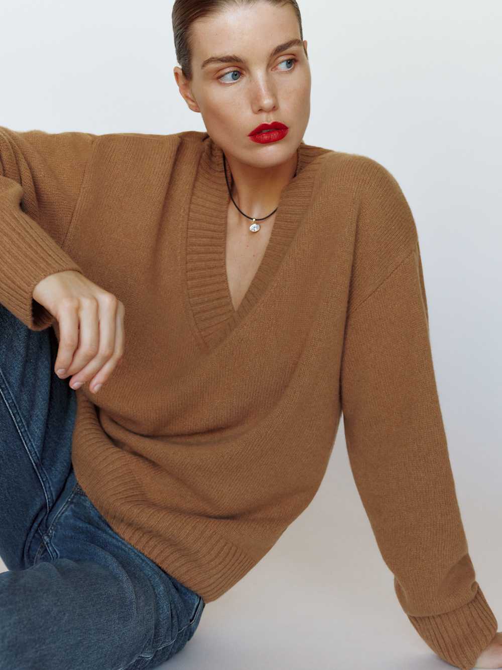 Jadey Cashmere Oversized V-Neck Sweater