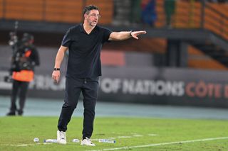 Egypt AFCON 2023 squad: Egypt's Portuguese head coach Rui Vitoria gestures instructions to his players from the touchline during the Africa Cup of Nations (CAN) 2024 group B football match between Egypt and Ghana at the Felix Houphouet-Boigny Stadium in Abidjan on January 18, 2024. (Photo by Issouf SANOGO / AFP) (Photo by ISSOUF SANOGO/AFP via Getty Images)