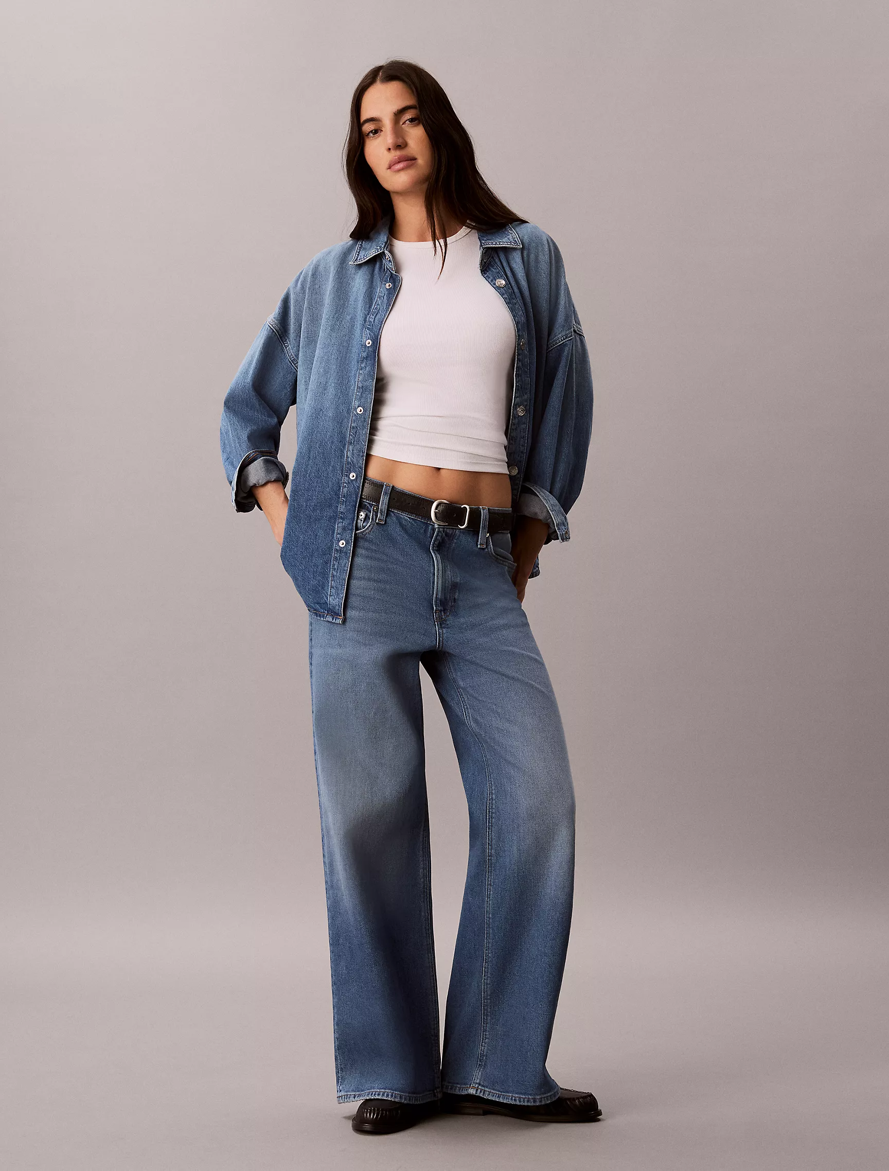 Calvin Klein, Ultra High Rise Wide Leg Jeans (Were $99)