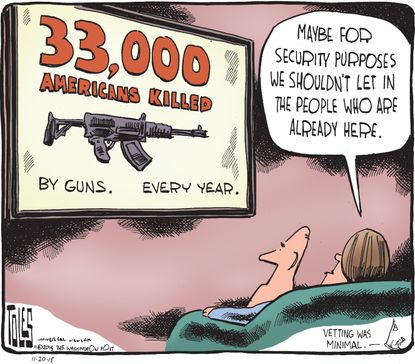 Editorial cartoon U.S. Gun Violence Homeland Security