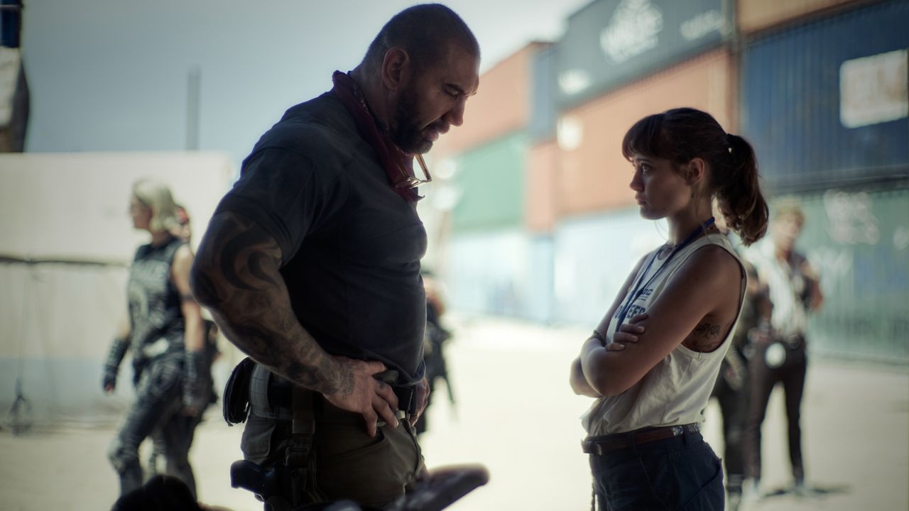 Dave Bautista as Scotta Ward, and Ella Purnell as Kate Ward in Netflix's "Army of the Dead."