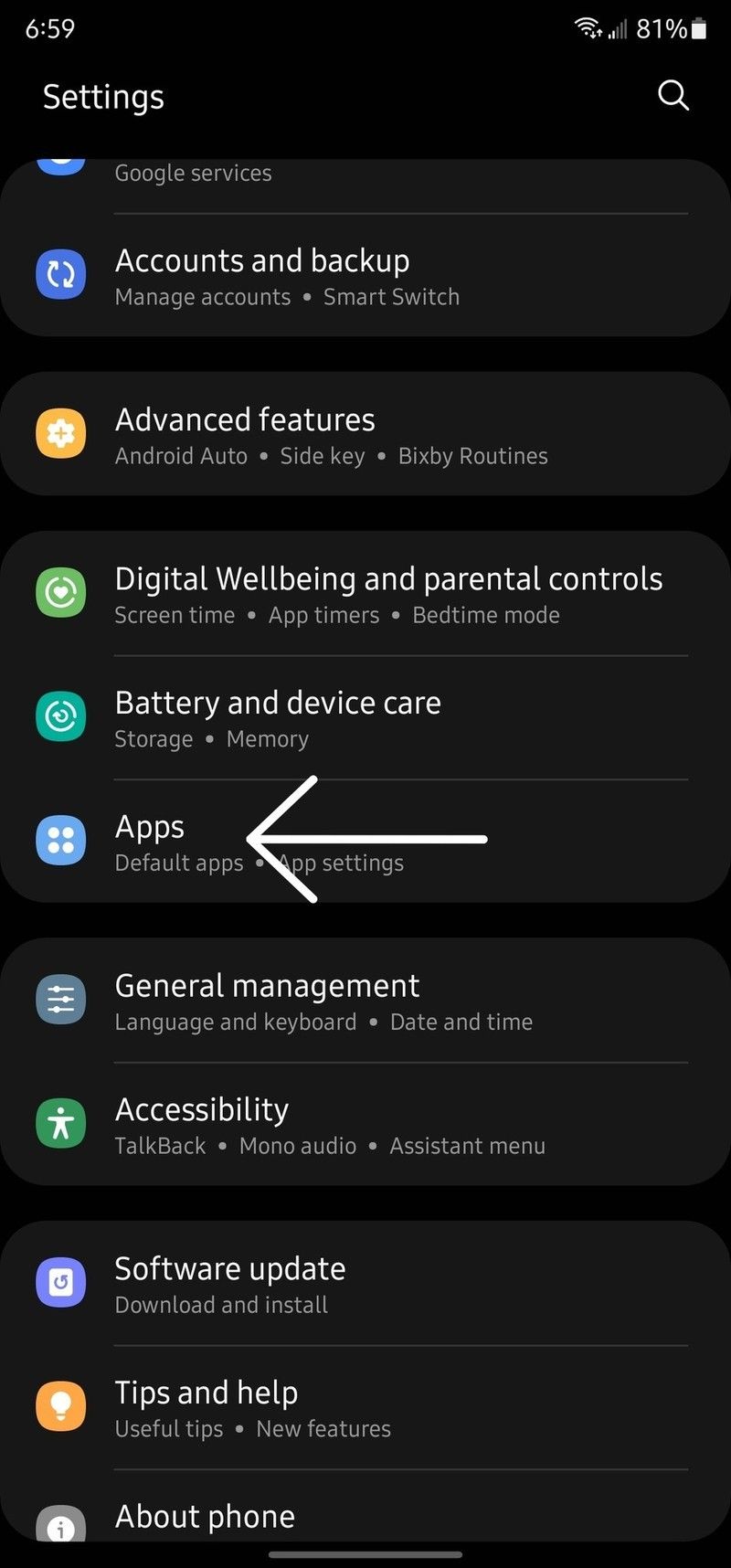 Uninstalling Android System WebView: Step 1