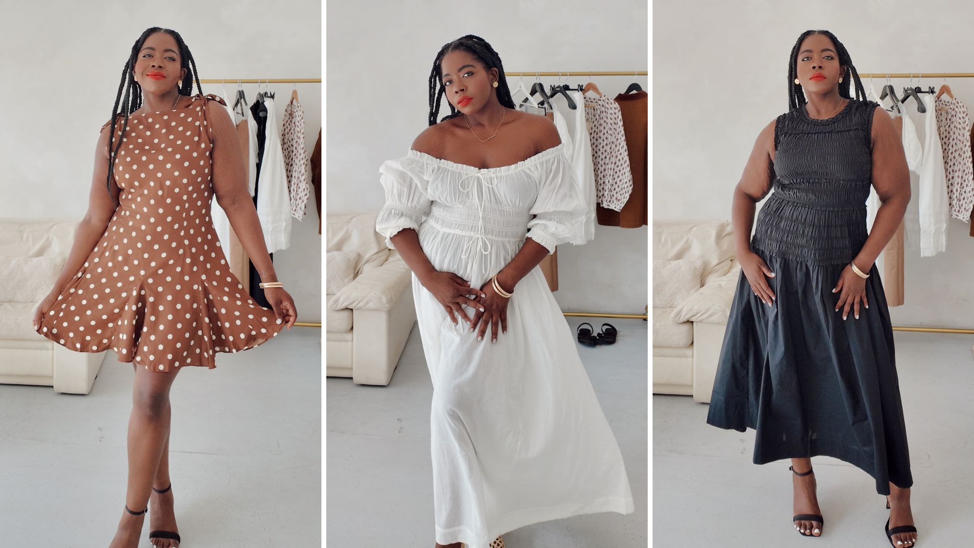 Stephanie Yeboah tries on 3 plus size doen dresses