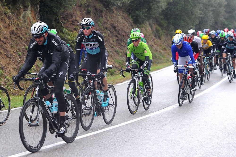 The peloton rides during stage 2 of Volta a Catalunya.