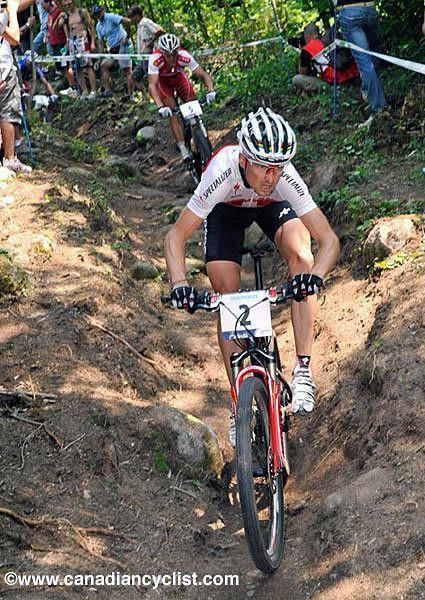 Sauser blasts down the course in the Val di Sole