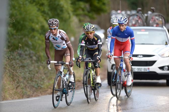 Al&eacute;xis Vuillermoz (AG2R la Mondiale) at the front of the five-man break