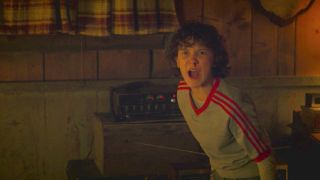 Eleven yelling at Hopper in Stranger Things.