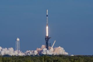 A SpaceX Falcon 9 rocket launches 49 Starlink internet satellites into orbit from Pad 29A of NASA's Kennedy Space Center in Cape Canaveral, Florida on Jan. 6, 2022. Another Falcon 9 will launch 49 more satellites from the same pad on Jan. 17.