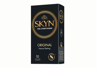 A product shot of SKYN condoms, some of the best condoms