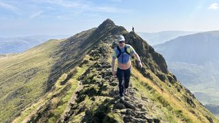 Alex on Striding Edge in summer