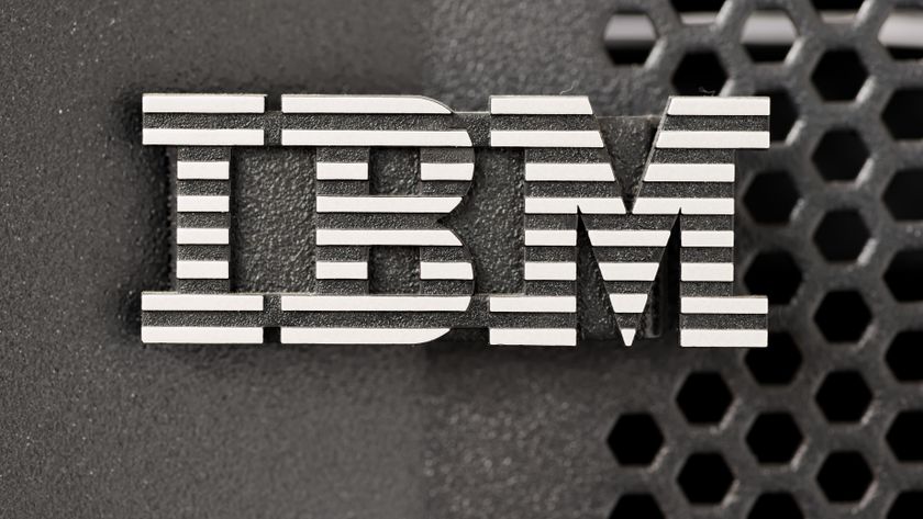 IBM logo on a metallic surface