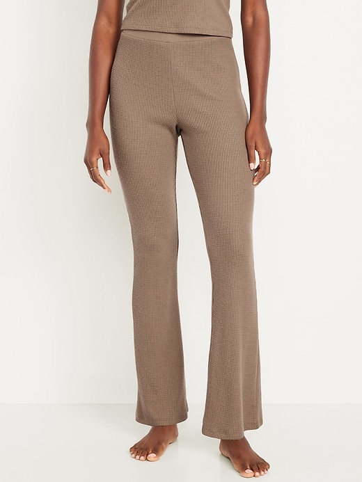 High-Waisted Cozy Waffle Flare Pants