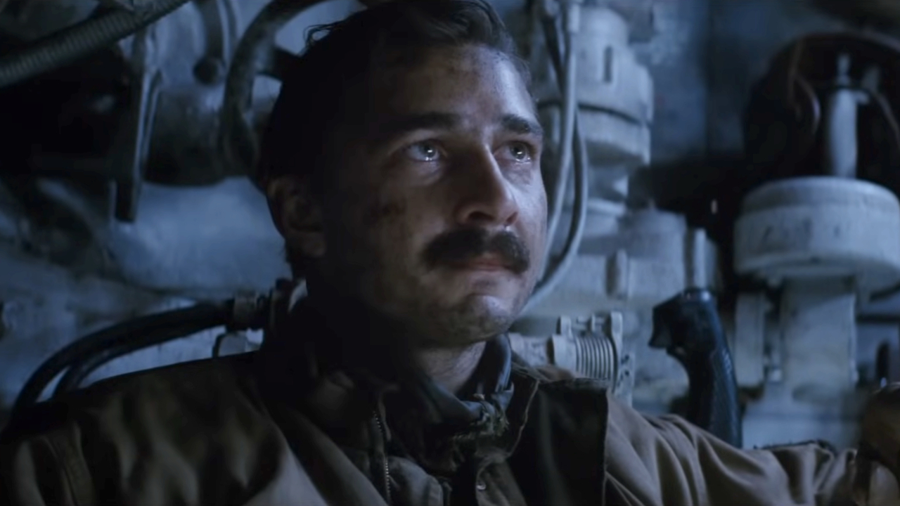 Boyd Swan (Shia LaBeouf) speaks to his comrades in Fury.