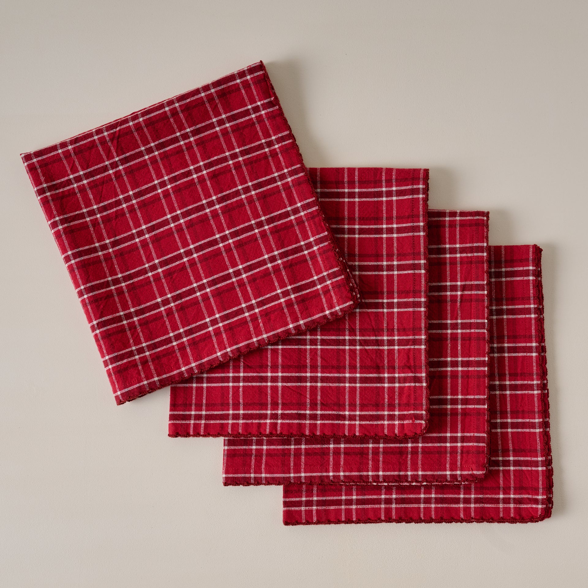 Magnolia Red Plaid Napkin Set of Four