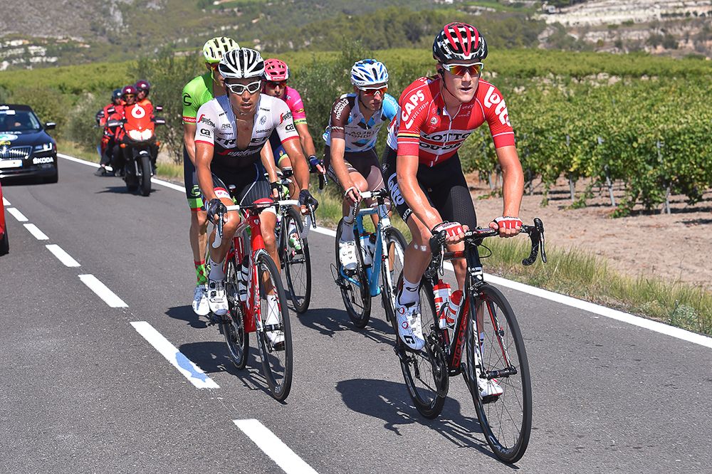 The breakaway in action during stage 18 at the Vuelta.