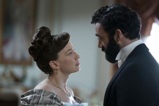 Carrie Coon and Morgan Spector in The Gilded Age