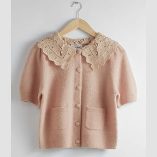 & Other Stories Crochet-Collar Knit Cardigan