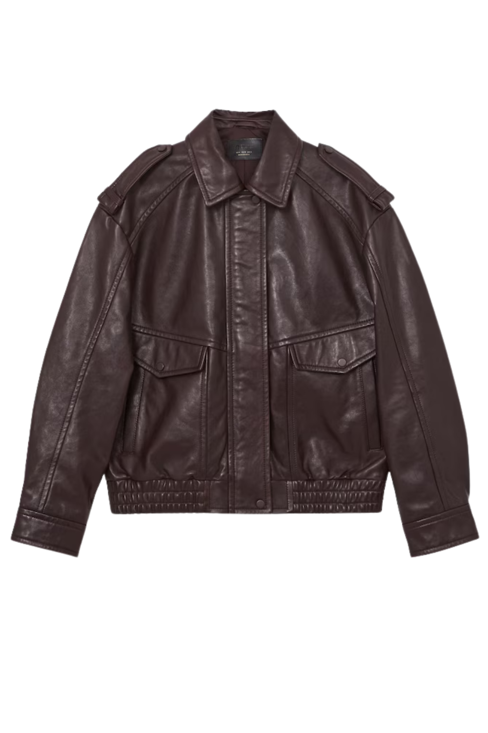 Oversized Leather Jacket in Aubergine