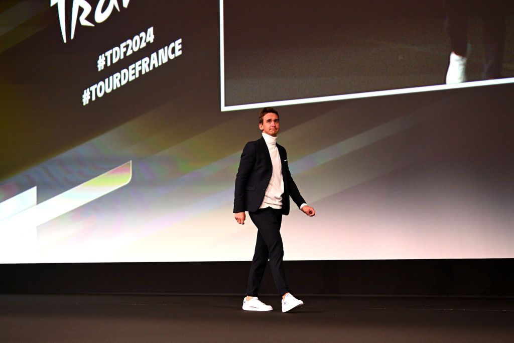 PARIS FRANCE OCTOBER 25 Bryan Coquard of France and Team Cofidis during the 111th Tour de France 2024 3rd Tour de France Femmes 2024 Route Presentation UCIWT UCIWWT on October 25 2023 in Paris France Photo by Dario BelingheriGetty Images