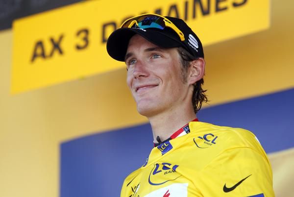 Andy Schleck looking confident after the first stage in the Pyrenees.