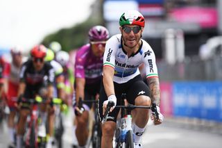 VERONA ITALY MAY 21 Giacomo Nizzolo of Italy and Team Qhubeka Assos celebrates at arrival during the 104th Giro dItalia 2021 Stage 13 a 198km stage from Ravenna to Verona girodiitalia Giro UCIworldtour on May 21 2021 in Verona Italy Photo by Tim de WaeleGetty Images