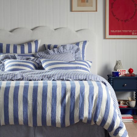 Secret Linen Store Cora Wide Stripe Linen duvet cover