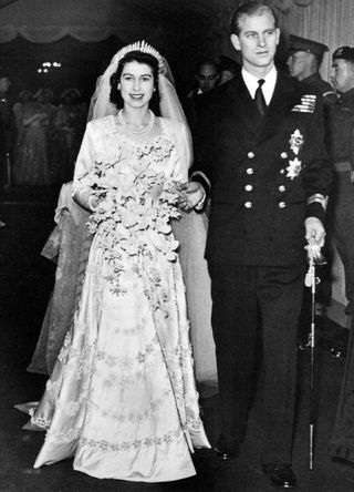 Queen Elizabeth II and Prince Philip on their wedding day