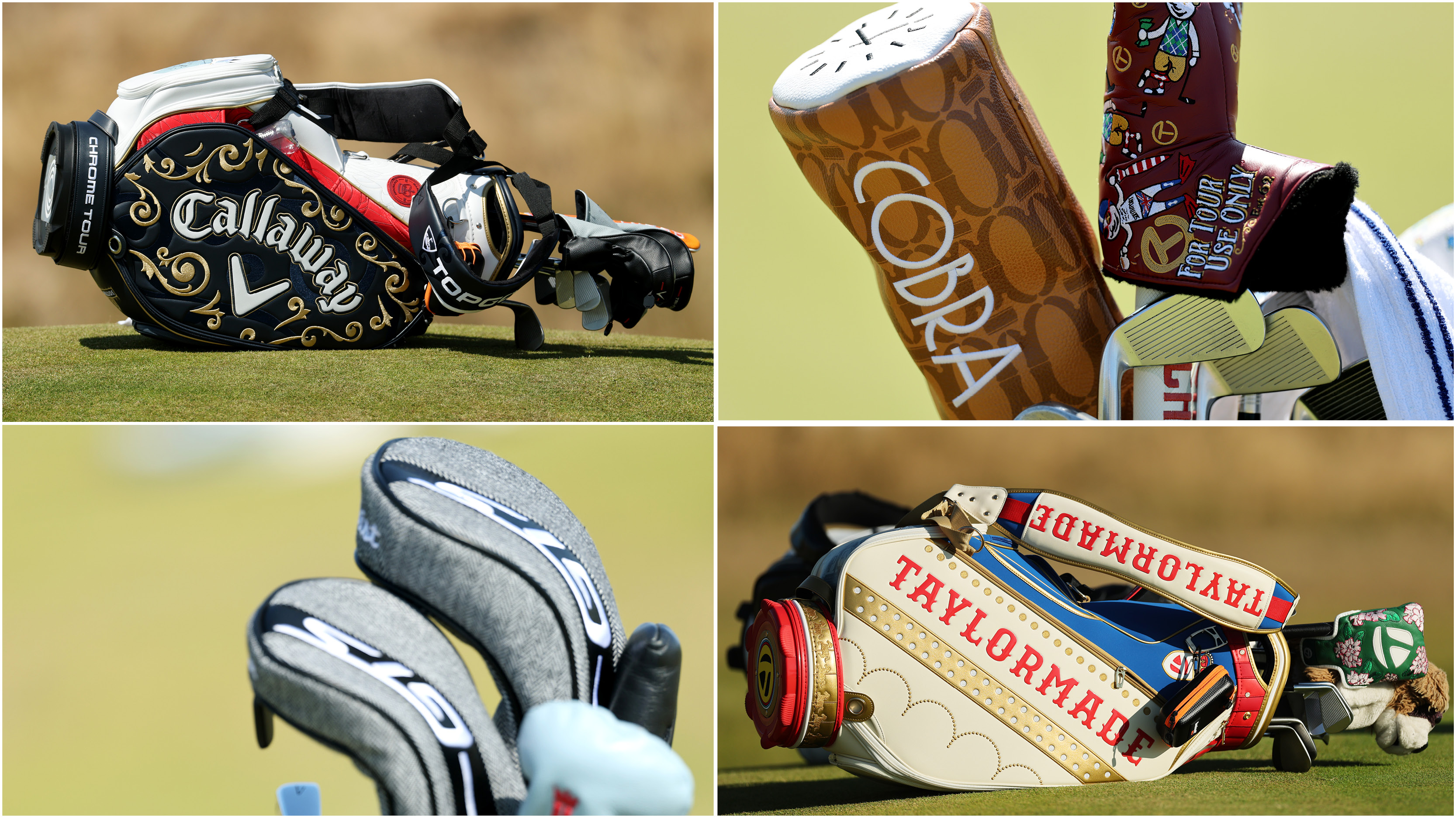 Two golf bags and two headcovers
