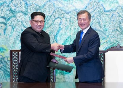 Kim Jong Un and Moon Jae-in.