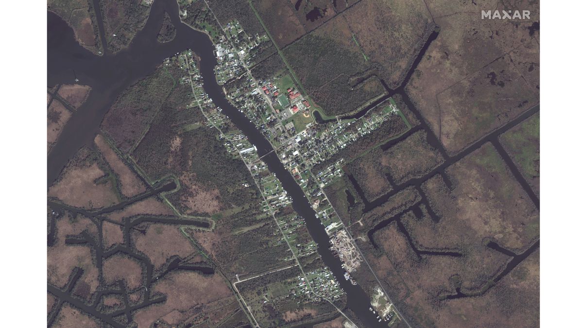 The Louisiana town of Jean Lafitte before Hurricane Ida hit.