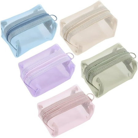 5pcs 5 Colors Nylon Storage Bags Rectangle Mixed Color 10.5x5.5x7.2cm 1pc/color