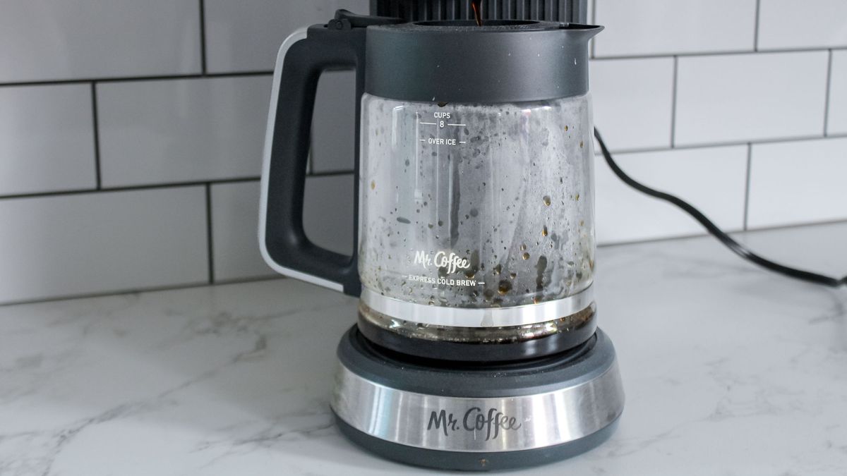 Mr. Coffee Perfect Brew with freshly brewed coffee