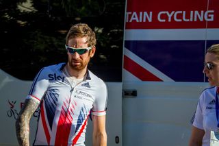Bradley Wiggins in the Great Britain red, white and blue