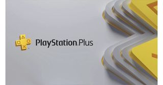 The PlayStation Plus logo against a grey background