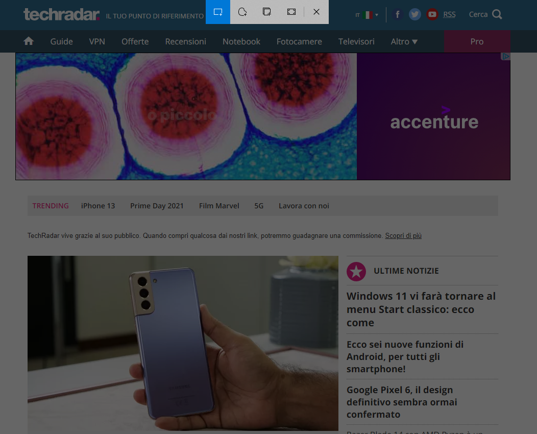 Strumento per screenshot di Windows 10