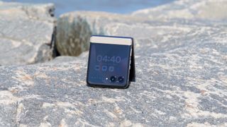 The Motorola Razr 2026 in the Pantone Hematite colorway.