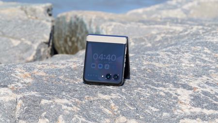 The Motorola Razr 2026 in the Pantone Hematite colorway.