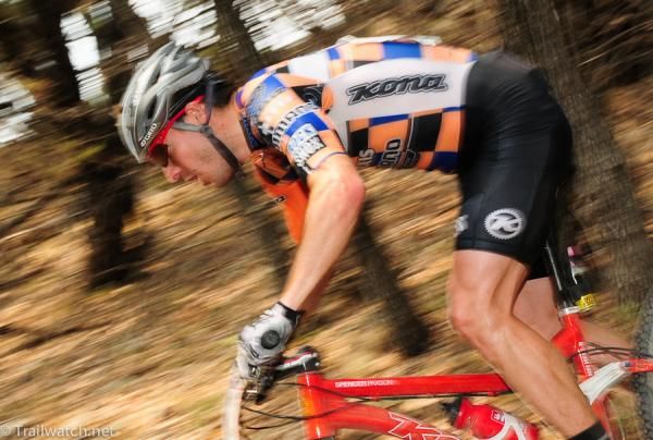 Spencer Paxton (Kona) flying down a descent