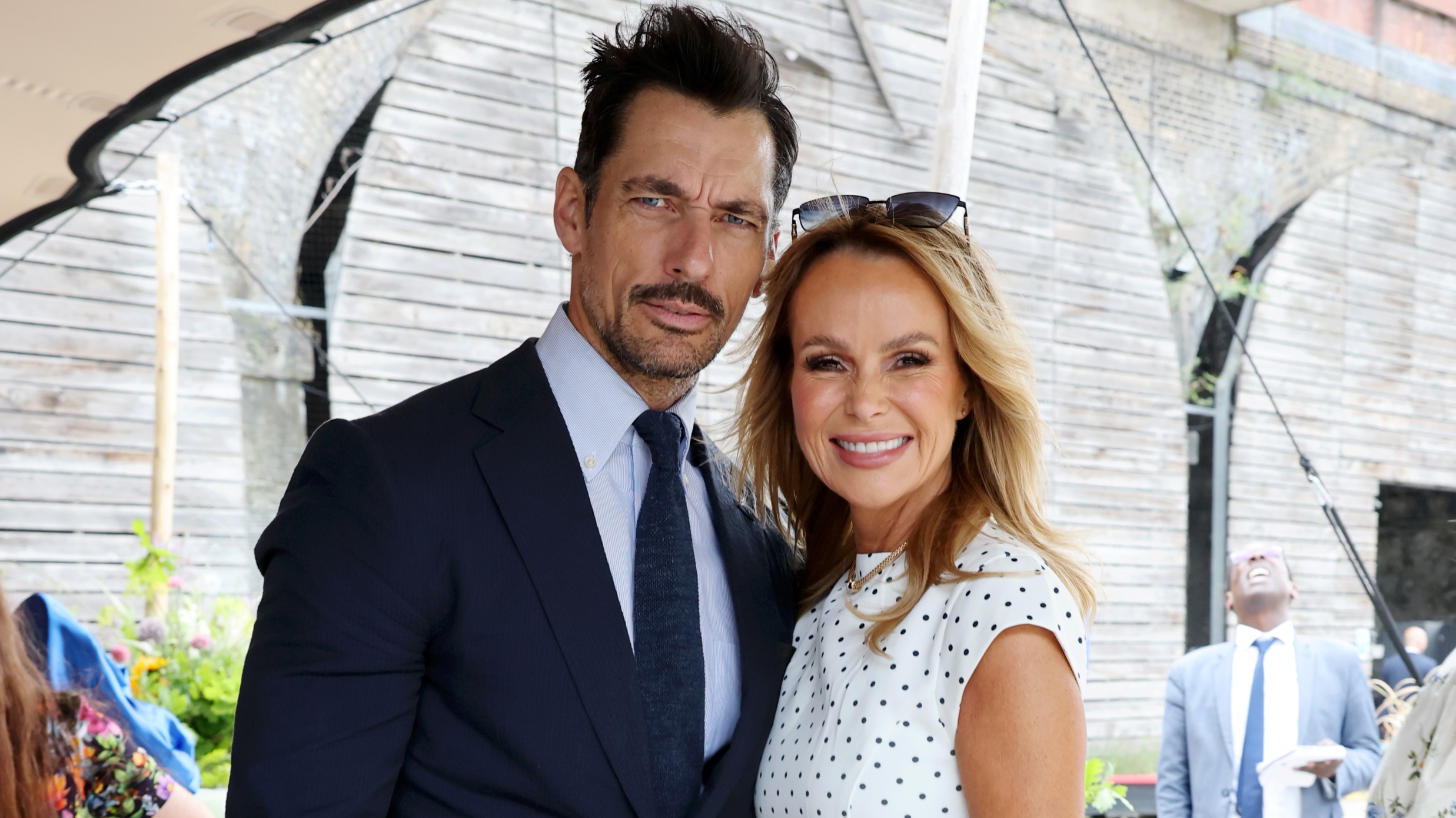David Gandy and Amanda Holden during Queen Camilla&#039;s visit to unveil the new RHS and BBC Radio 2 &#039;Dog Garden&#039;