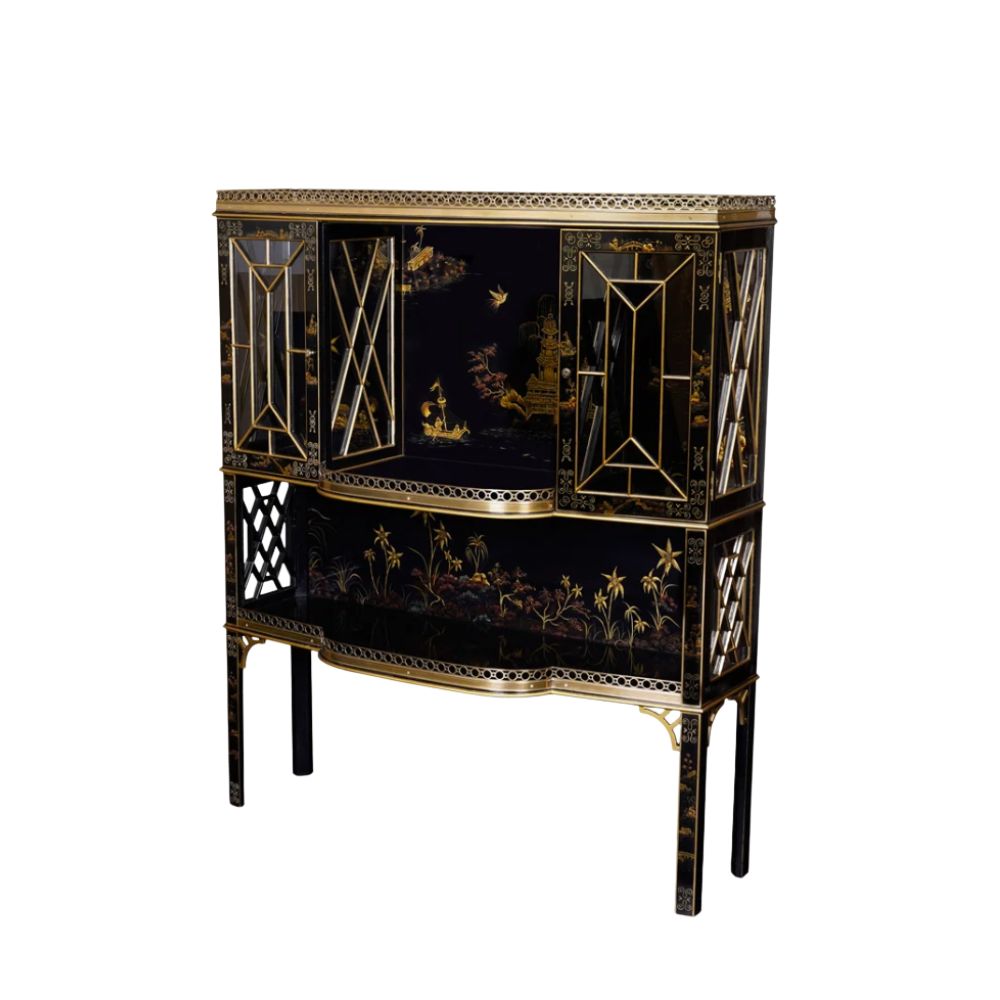 Chinoiserie style bar cabinet