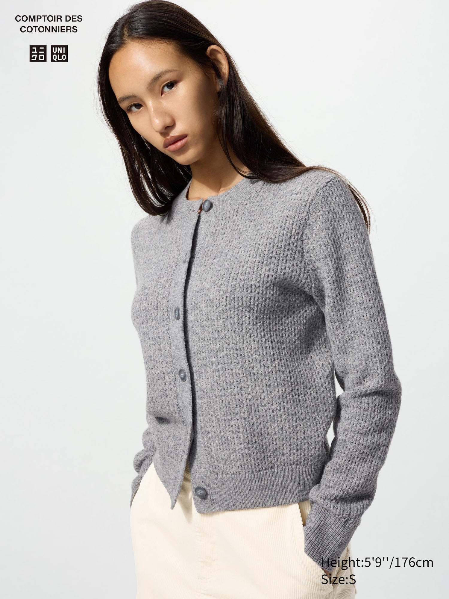 Wool Blend Crew Neck Cardigan